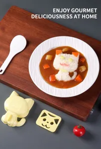 Cute cat rice mold set for DIY curry and bento decoration. Fun kitchen tool for kids meals.