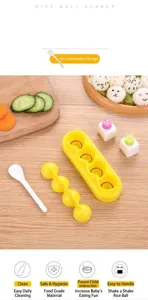 Erbsen-Reisbällchen-Form Set mit Löffel und niedlichen Tiermotiven für die kreative DIY-Küche.
