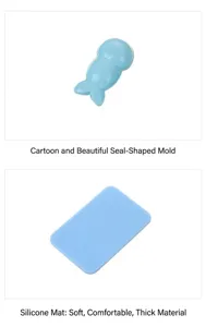 DIY seal rice ball mold sushi maker kitchen baking tool silicone mat blue set for bento