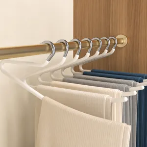 Multi-Layer Z-Shaped Pants Hanger Anti-Slip Stainless Steel Closet Organizer Space Saving Trousers Rack For Wardrobe Home