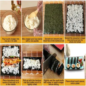 Kit de esterilla enrollable para sushi DIY, herramienta de bambú para cocina casera.