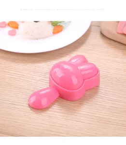 Rosa Cartoon Hase Reisball Form, langlebig dickes PP Material DIY Sushi Kuchen Werkzeug.