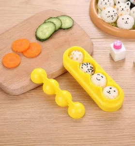 Plastik 4-Ball Reisbällchen Form Bento Shaker DIY Sushi Maker Küche Backwerkzeug Set