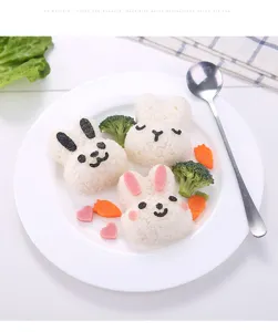 Niedliche Hasen Reisbällchen Form Set Kinder Sushi DIY Bento Küche Backwerkzeug