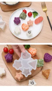 Lindo juego de moldes para bolas de arroz 4 en 1 DIY sushi maker herramientas cocina