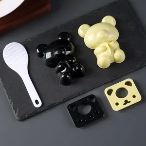 Niedliche Cartoon Bär Reisbällchen Form Set mit Löffel, ideal für DIY Bento und Backen.