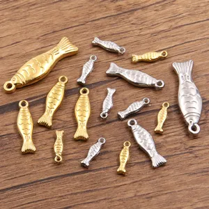 Colgante Pez Vida Marina Acero Inoxidable 304 Dije Pequeño Pez Doble Cara para Fabricación Joyería DIY Accesorio Galvanizado