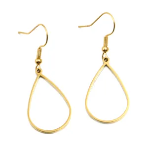Boucles d'oreilles pendantes dorées en forme de goutte en acier inoxydable au design élégant.