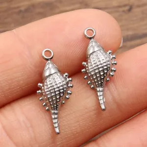 Pendentifs Coquillage Conque en Acier Inoxydable Breloques Fabrication Bijoux 9x20mm