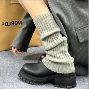 Donne Stile JK Giapponese Calzini Slouch in Maglia Tinta Unita Scaldamuscoli Lunghi Autunno Inverno Moda Casual Coprigambe