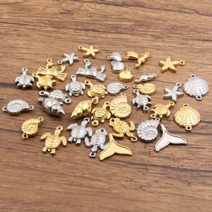 Edelstahl Meeresmotive Charms Anhänger sortiert Schildkröte Seestern Schmuck DIY.