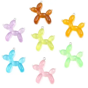 Colorful resin balloon dog pendants DIY charms jewelry making accessories 7 colors set 35x38mm