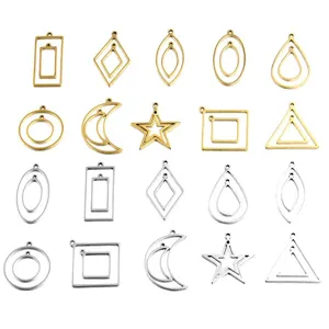 Pendentifs géométriques en acier inoxydable pour loisirs créatifs en formes variées.
