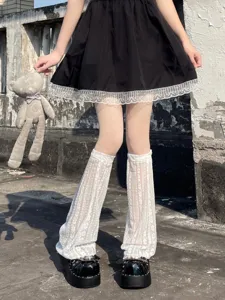Weiße Spitzen Beinstulpen für Damen, süße japanische JK Schlag Socken für den Sommer.
