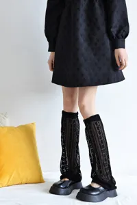 Schwarze spitze beinstulpen süßer cooler stil atmungsaktive sockenüberzieher alltag details