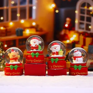 Christmas snow globe luminous ornament cute Santa snowman figurine holiday gift home decor