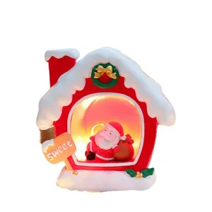 Kerst Kerstman Huis LED Nachtlicht Hars Penhouder Festieve Vakantie Cadeau Decoratie