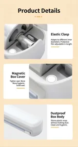 Cortador compacto de película transparente con tapa magnética y hebilla para cocina.