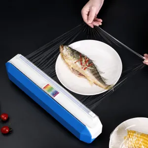Dispensatore Domestico di Pellicola Trasparente Taglierina per Pellicola da Cucina Con Taglierina Scorrevole e Aspirazione Magnetica ABS per Alimenti