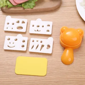 Joli moule à boules de riz ours dessin animé ensemble d'outils de cuisson bento de sushi DIY