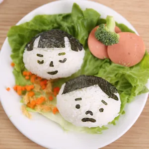 Cute cartoon family rice ball mold DIY seaweed sushi maker for kids bento baking tool main view