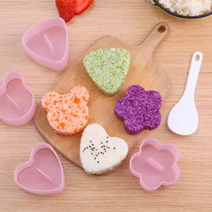 Set de moldes para bolas de arroz DIY japoneses, lindo oso de dibujos animados corazón sushi