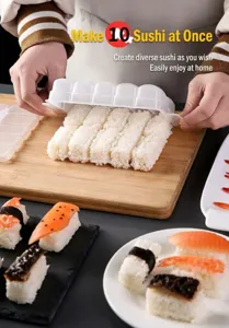 Detailansicht der 10-Faecher Plastik Sushi Form für die einfache Zubereitung zu Hause.