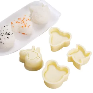 Cute animal and cartoon rice ball mold set for DIY sushi, bento, and baking fun.
