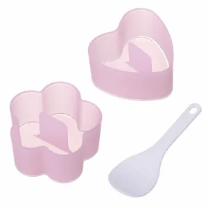 Juego de moldes de arroz de silicona con flor de ciruelo y forma de corazón más espátula.