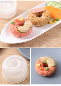 Stampo per riso a ciambella cucina sushi dettaglio, attrezzo bento, plastica trasparente.