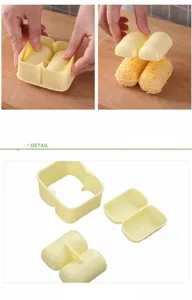 DIY sushi rice ball mold detail view showing double compartment cylinder shape kitchen tool