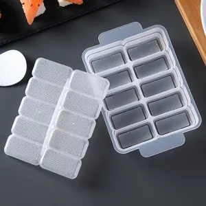 Japanische 10-Fächer Sushi Form Reisbälle Maker Küchenwerkzeug aus klarem Kunststoff