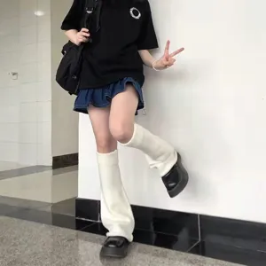 Japonais style JK tricot jambières femmes hiver chaud évasées chaussettes mode streetwear