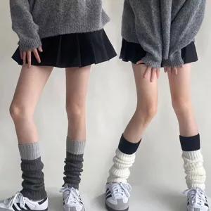 Knit leg warmers winter warm slouch socks women fashion casual boot cuffs black grey white