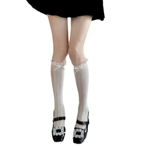 Calze in pizzo stile JK giapponese con fiocco e scarpe Mary Jane con fibbia in cristallo estive.