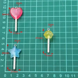 3-piece DIY resin lollipop pendant set, star heart round acrylic charms for jewelry making.