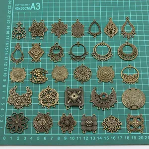 Sortiment antiker bronzefarbener Legierungs-Schmuckverbinder DIY Handwerk Hohl-Anhänger