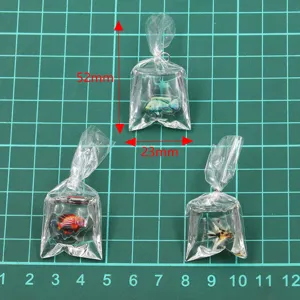 1st 12 kleuren DIY transparante hars goudvis tas hanger schattige miniatuur bedels 52x23mm