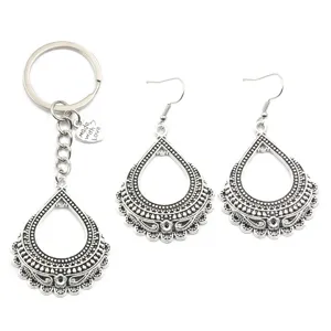 Vintage Silber Legierung Schlüsselanhänger Ohrringe Set für DIY Handwerk Zubehör.