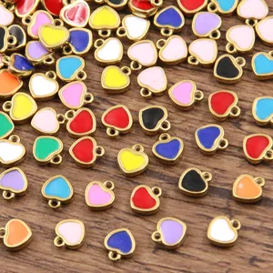 Ciondoli a cuore smaltati colorati in acciaio inossidabile gioielli fai da te piccoli accessori