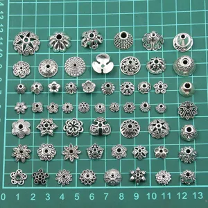 Assortiment antiek zilveren bloem kralenkapjes metalen tussenkralen voor DIY sieraden 1st