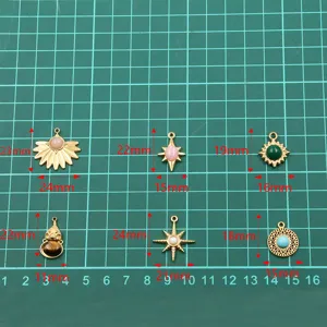 Edelstein Edelstahl Anhänger DIY Halskette Ohrring Schmuck Zubehör Mehrere Stile