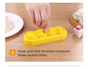 Gelbe 4-Ball Reiskugelform, einfach schütteln DIY Sushi Maker Küchenbackwerkzeug für Mahlzeiten.
