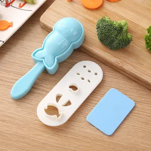 DIY cute seal rice ball mold set for kids bento and sushi making kitchen baking tool.