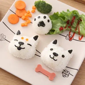 Set de molde de bola de arroz de perro lindo DIY para bento creativo, herramienta de sushi.