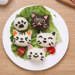 DIY cute cartoon cat rice ball mold creative animal shape sushi making baking tool