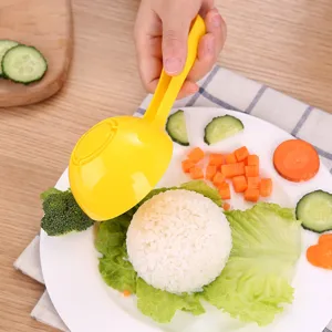 Yellow plastic rice ball mold scoop kitchen tool for making sushi and bento easily