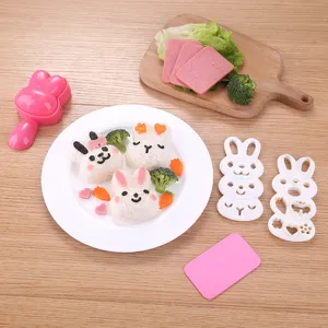 Süßes Cartoon Kaninchen Reisbälle Form Set für Sushi Machen Kinder Bento Küche Backwerkzeuge