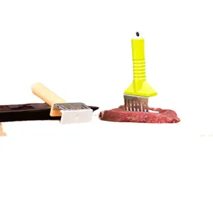 Haushalts Fleischklopfer Werkzeug mit Edelstahlnadeln und ergonomischem Kunststoffgriff.