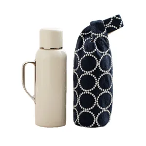 Borsa di conservazione per tazza thermos ricamata, custodia portatile da viaggio per bottiglia